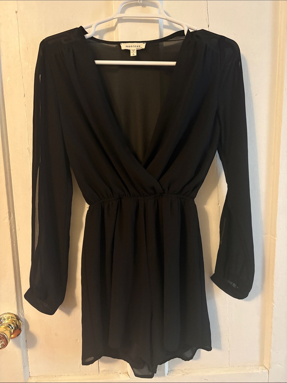 Black Long-Sleeve V-Neck Romper